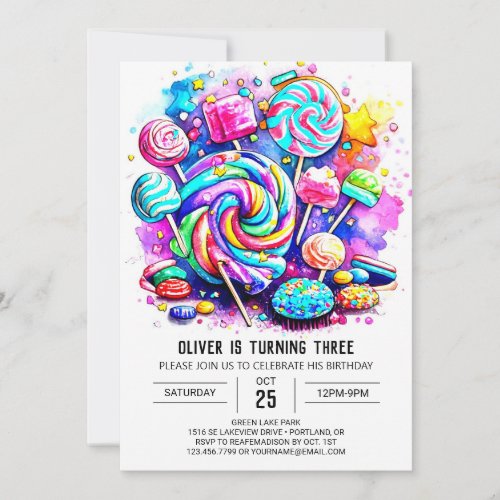 Pastel Candy Land Birthday Invitation