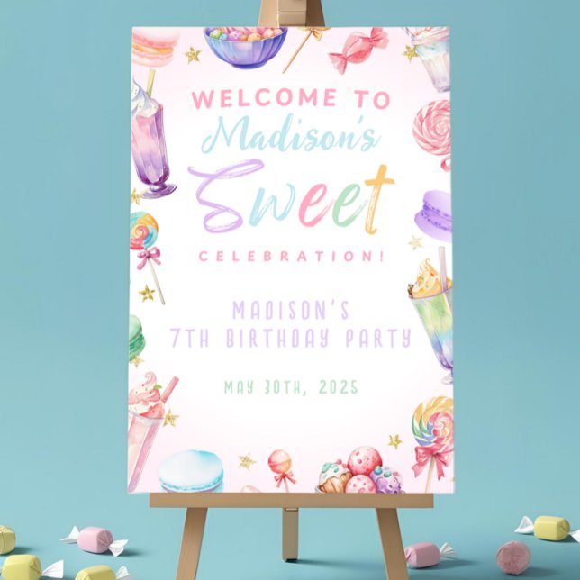 Pastel Candy Land Birthday Party Welcome Sign (Creator Uploaded)