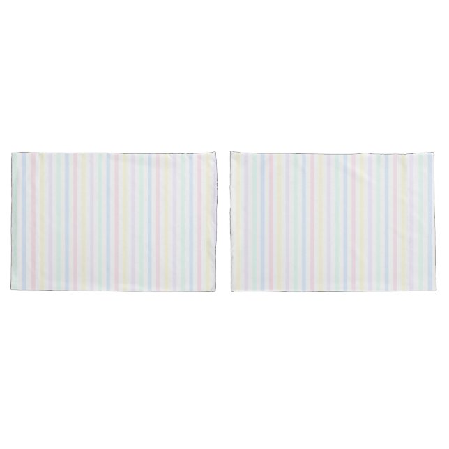Pastel Candy Stripe Nostalgic 1970's Pair Of Pillow Case (Back-Set)