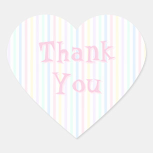 Pastel Candy Stripe Thank You Heart Sticker