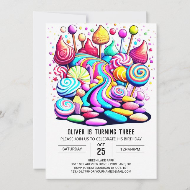 Pastel Candy Sweet Chocolate Birthday Invitation (Front)