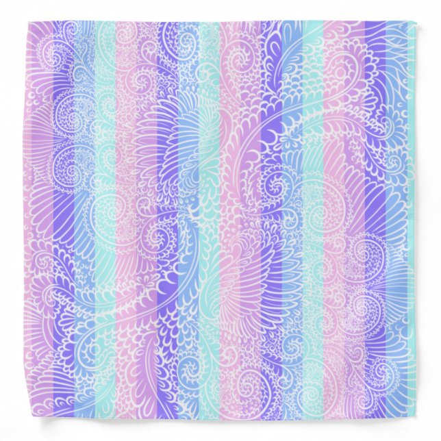 Pastel Candy Swirls | Striped Soft Fantasy Pattern Bandana (Front)