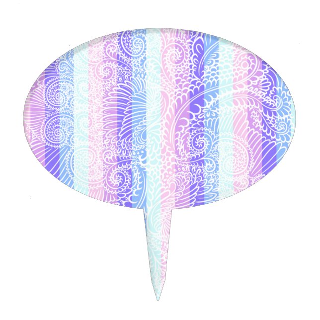 Pastel Candy Swirls | Striped Soft Fantasy Pattern Cake Topper (Front)