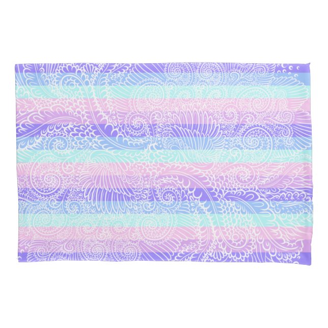 Pastel Candy Swirls | Striped Soft Fantasy Pattern Pillow Case (Front)