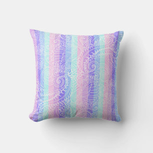 Pastel Candy Swirls Striped Soft Fantasy Pattern Throw Pillow
