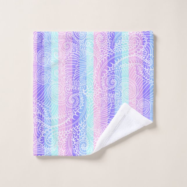 Pastel Candy Swirls | Striped Soft Fantasy Pattern Wash Cloth (Wash Cloth)