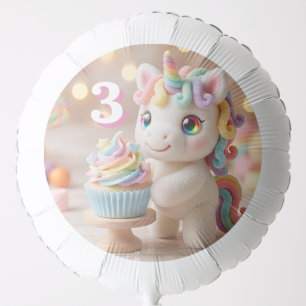 Pastel Candy Unicorn with Rainbow Cupcake Balloon