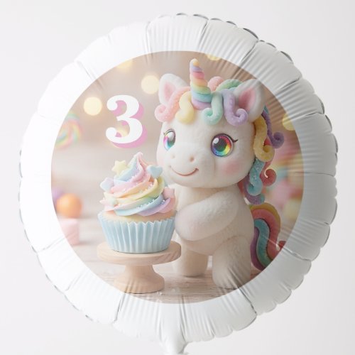 Pastel Candy Unicorn with Rainbow Cupcake Balloon