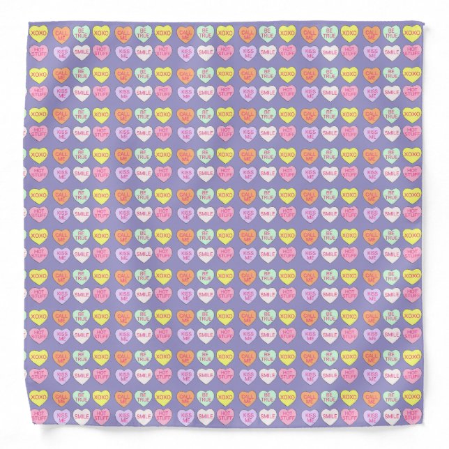 Pastel Candy Valentine's Day Conversation Hearts Bandana (Front)