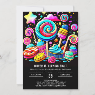 Pastel Candy Wonderland Birthday Invitation