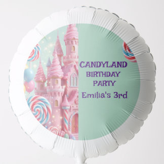 Pastel Candyland 3rd Birthday Custom Balloons
