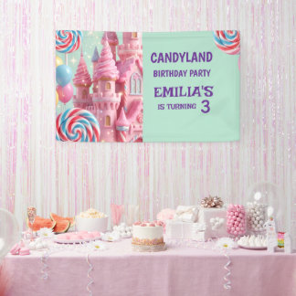 Pastel Candyland 3rd Birthday Party Banner