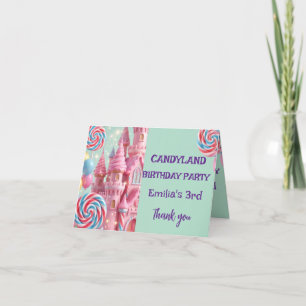 Pastel Candyland 3rd Birthday Thank You Card