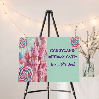 Pastel Candyland 3rd Birthday Welcome Sign Poster