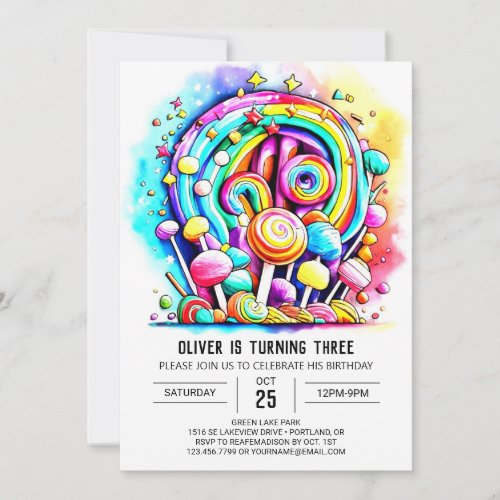 Pastel Candyland Printable Birthday Invitation
