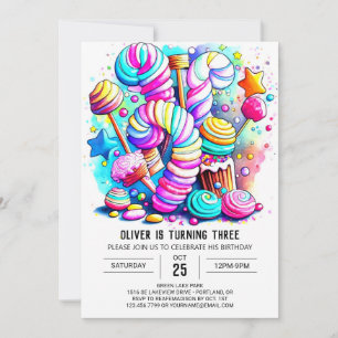 Pastel Candyland Printable Birthday Invitation