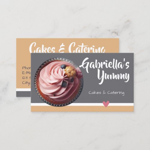 Pastel Caramel Cupcake Cake Photo Template Sweet Business Card