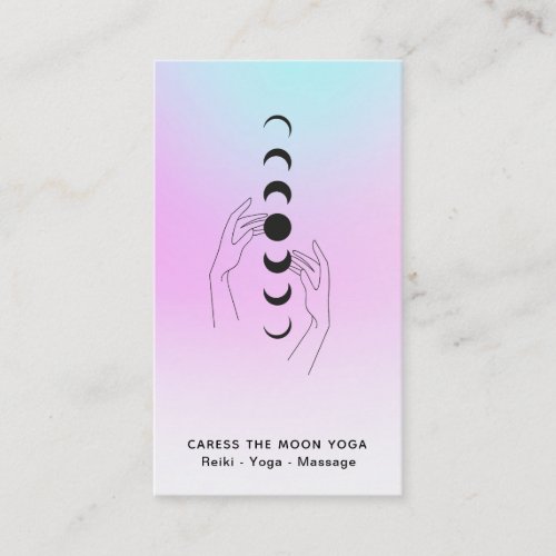  Pastel Caress The Moon Phases Celestial Hands Business Card