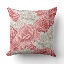 Pastel Carnation Flowers Throw Pillow