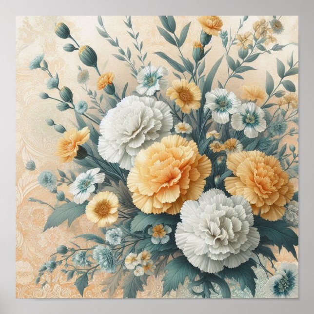 Pastel Carnations Poster (Front)
