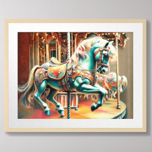 Pastel Carousel Horse Merry Go Round Poster