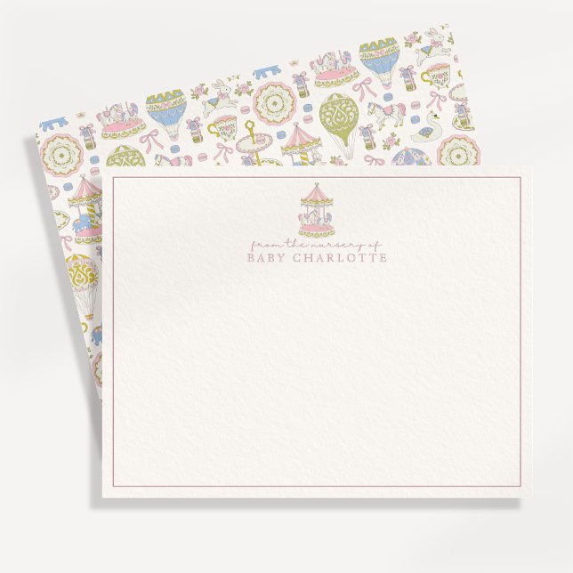 Pastel Carousel Nursery Note Card (Creator Uploaded)