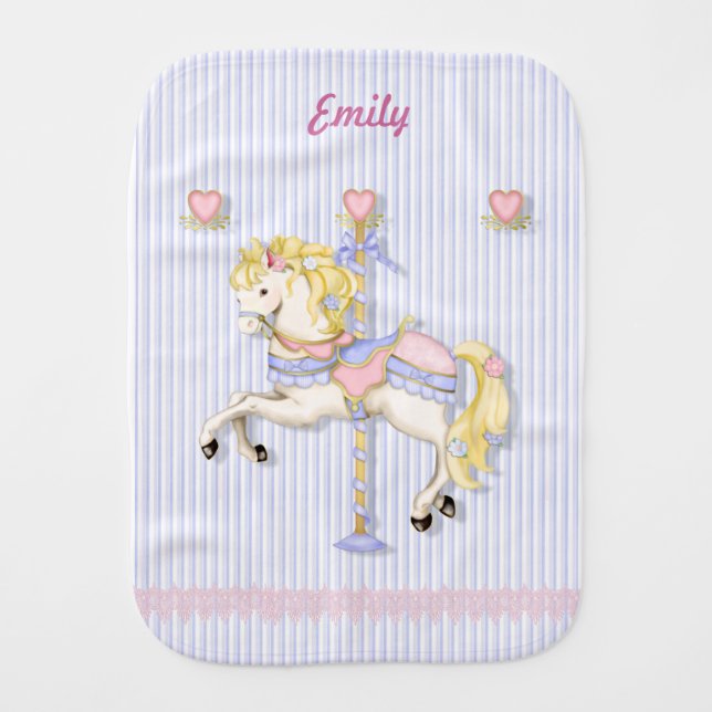 Pastel Carousel Pony Burp Cloth (Front)