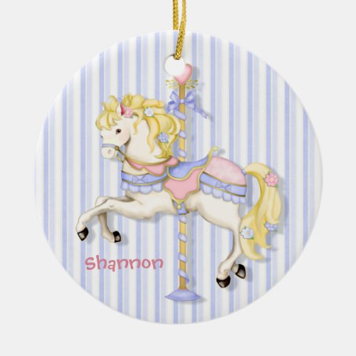 Pastel Carousel Pony Ceramic Ornament