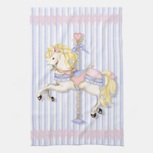 Pastel Carousel Pony Kitchen Towel