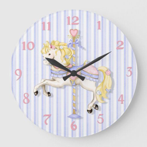 Pastel Carousel Pony Large Clock