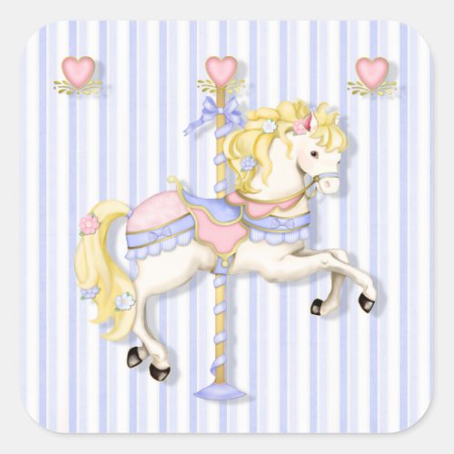 Pastel Carousel Pony Square Sticker