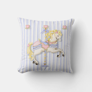 Pastel Carousel Pony Throw Pillow