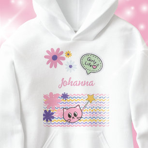 Pastel Cartoon Cat Flowers Girly Life Hoodie