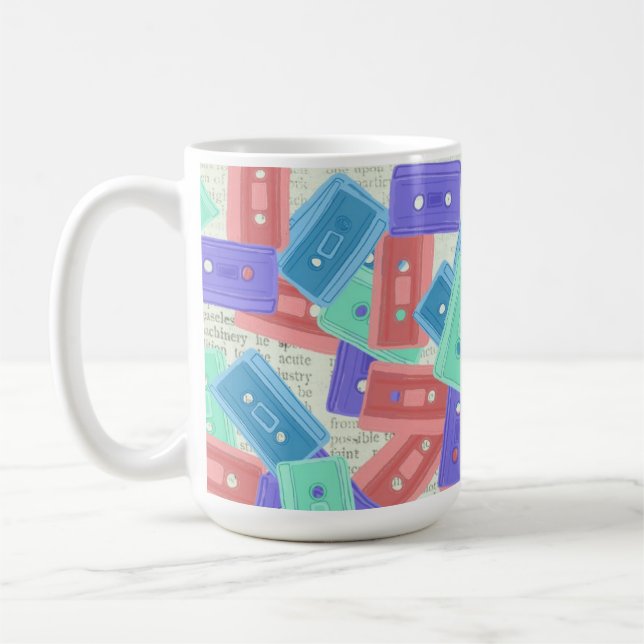 Pastel Cassette Tapes - 90s Aesthetic Music Coffee Mug (Left)