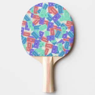 Pastel Cassette Tapes - 90s Aesthetic Music Ping Pong Paddle