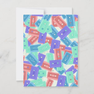 Pastel Cassette Tapes - 90s Aesthetic Music Postcard