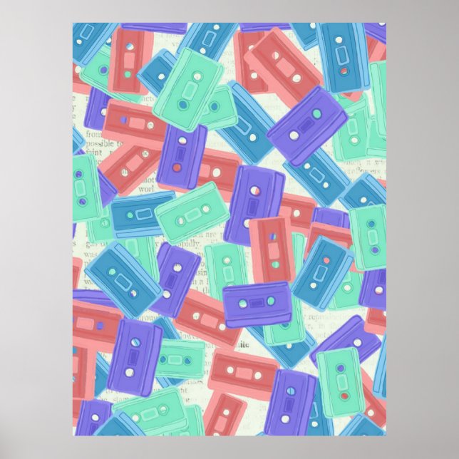 Pastel Cassette Tapes - 90s Aesthetic Music Poster (Front)