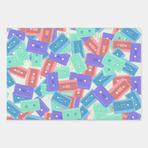 Pastel Cassette Tapes - 90s Aesthetic Music Wrapping Paper Sheets