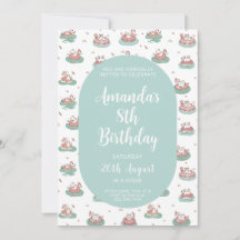 Pastel Cat Birthday Invitation – Cute Pool Party