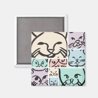 Pastel Cat Faces Magnet