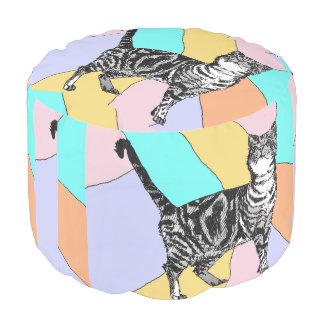 Pastel Cat Foot Stool Baby Pink Nursery Pouffe Pouf