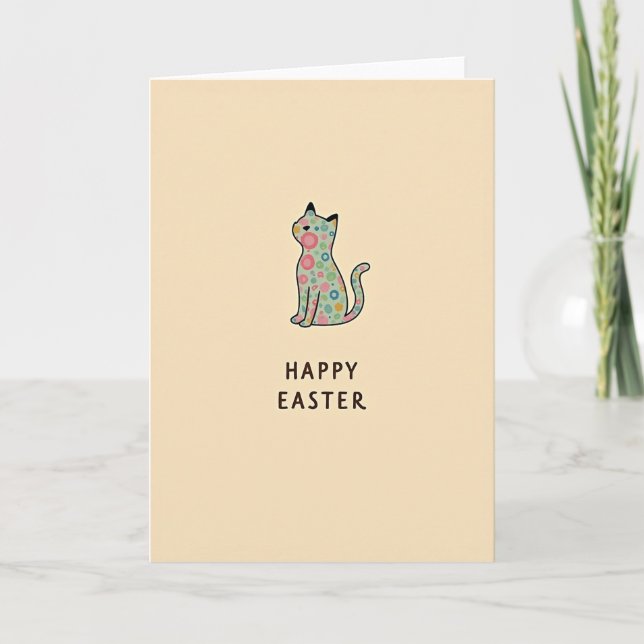 Pastel Cat Happy Easter Card (Front)
