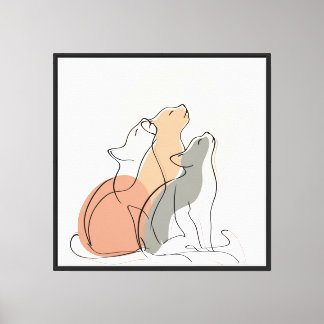 Pastel Cat Lover Square Canvas Print