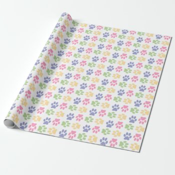 Pastel Cat Paws  Wrapping Paper by dbvisualarts at Zazzle