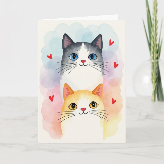 Pastel Cats Love Card (Front)