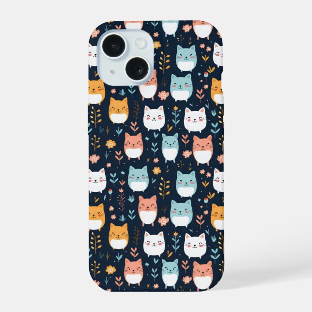 Pastel Cats Pattern Iphone Case (Back)