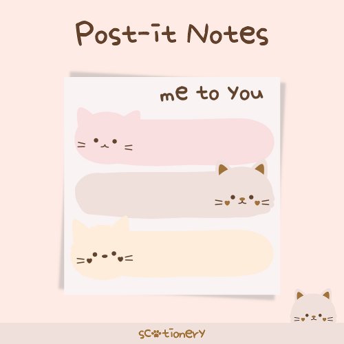 Pastel Cats Stationery Post_it Notes