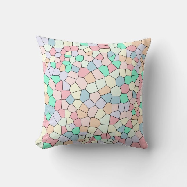 Pastel Cellular Mosaic Throw Pillow (Front)