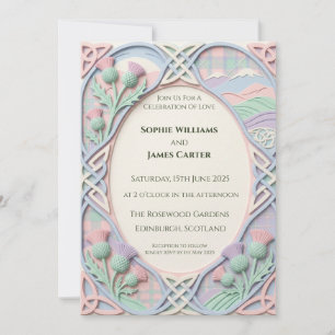 Pastel Celtic Highland Wedding Invitation
