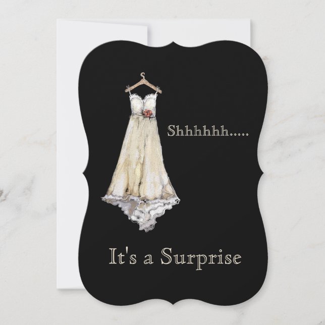 Pastel Chalk Wedding Dress Bridal Shower Surprise Invitation (Front)